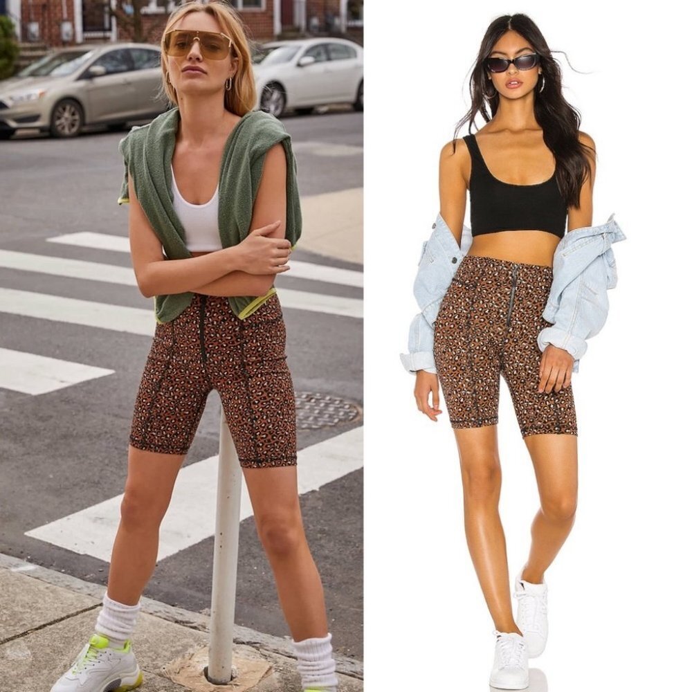 Nwt Free People Leopard Print Lucky Strike Bike Shorts Size‎ Small New With Tags